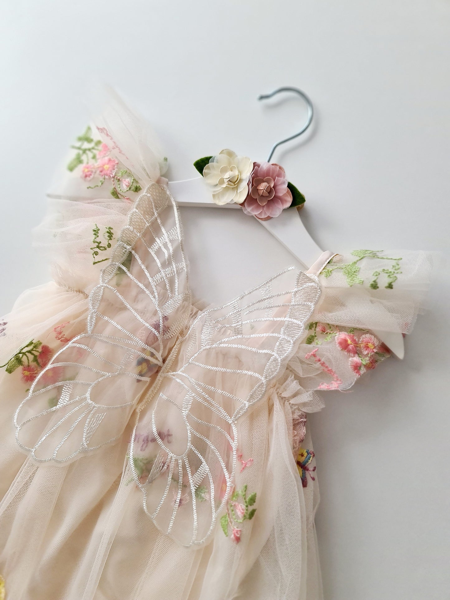 Garden Fairy 1st Birthday Dress & Headband Beige