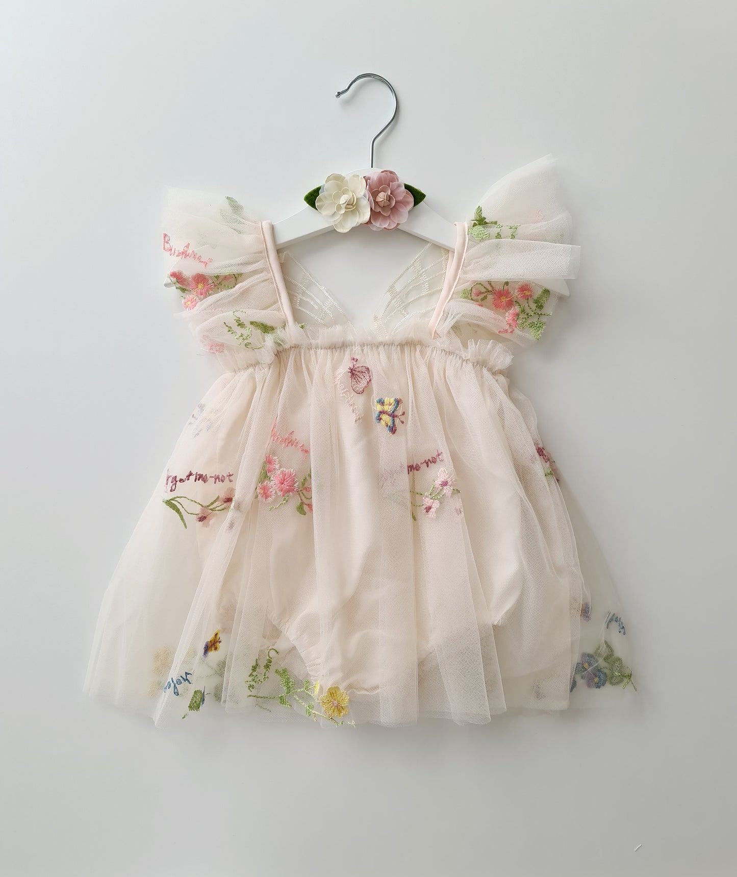 Garden Fairy 1st Birthday Dress & Headband Beige