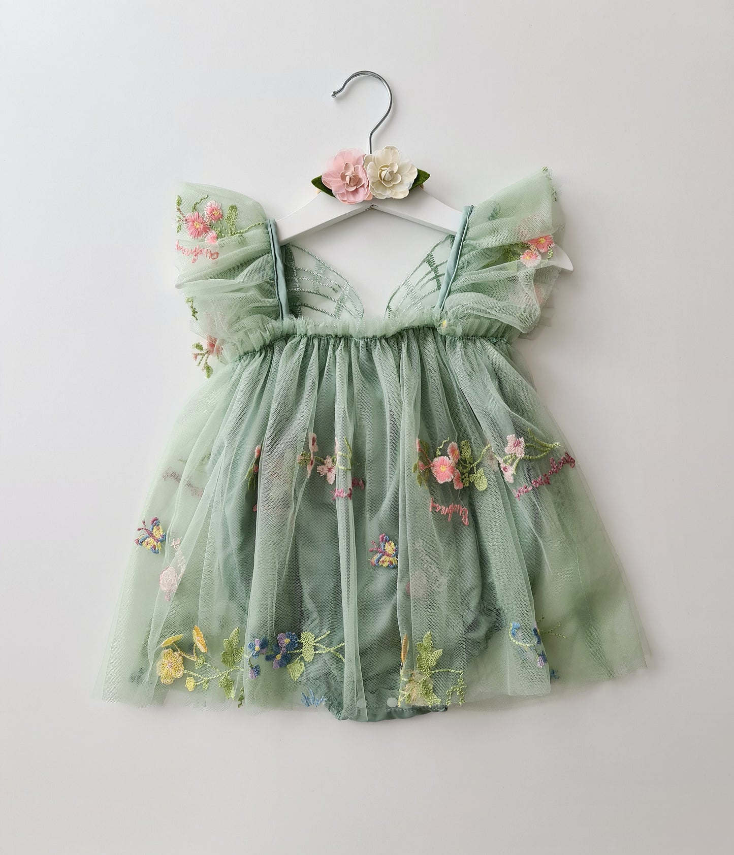 Garden Fairy 1st Birthday Dress & Headband Green