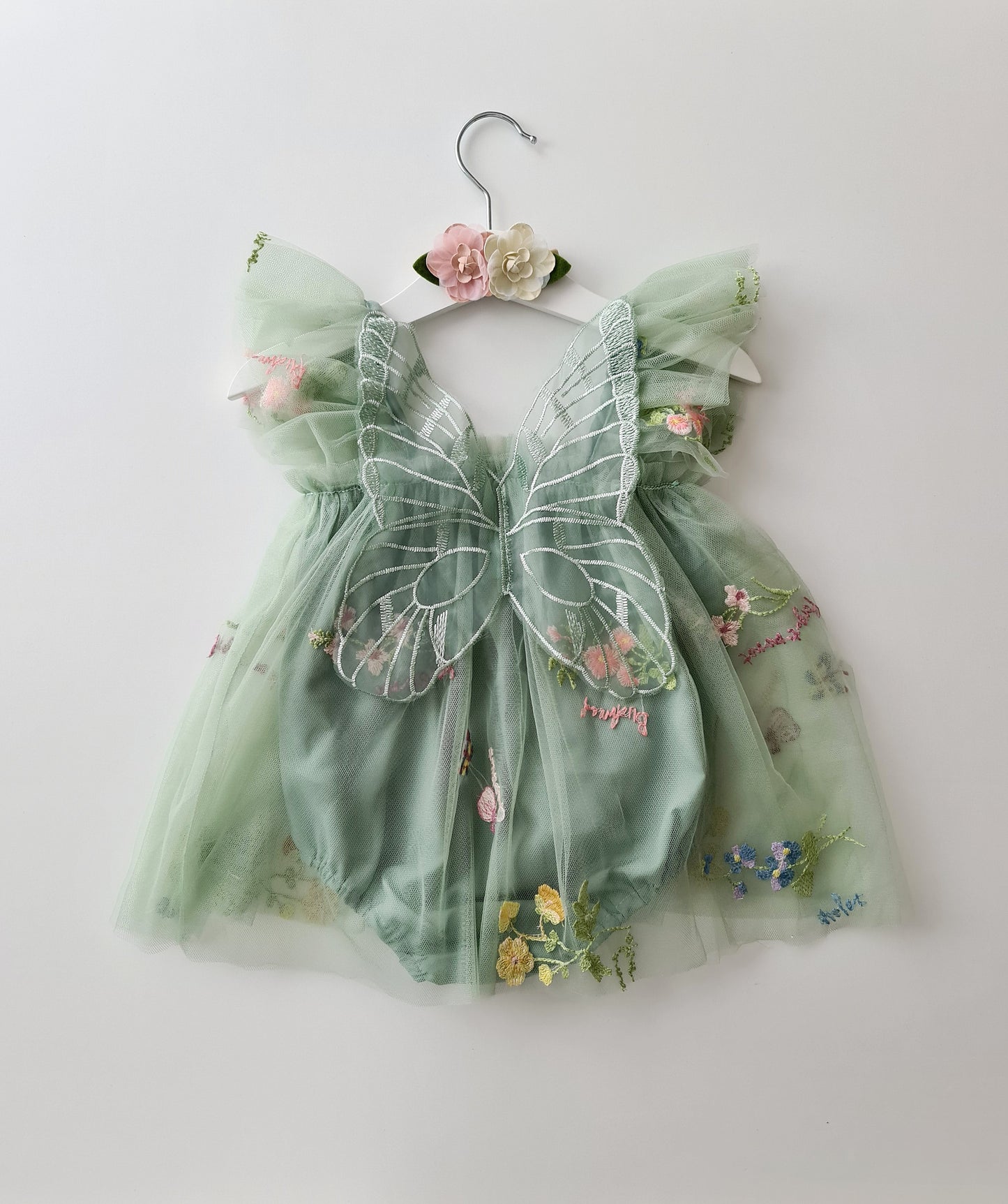 Garden Fairy 1st Birthday Dress & Headband Green