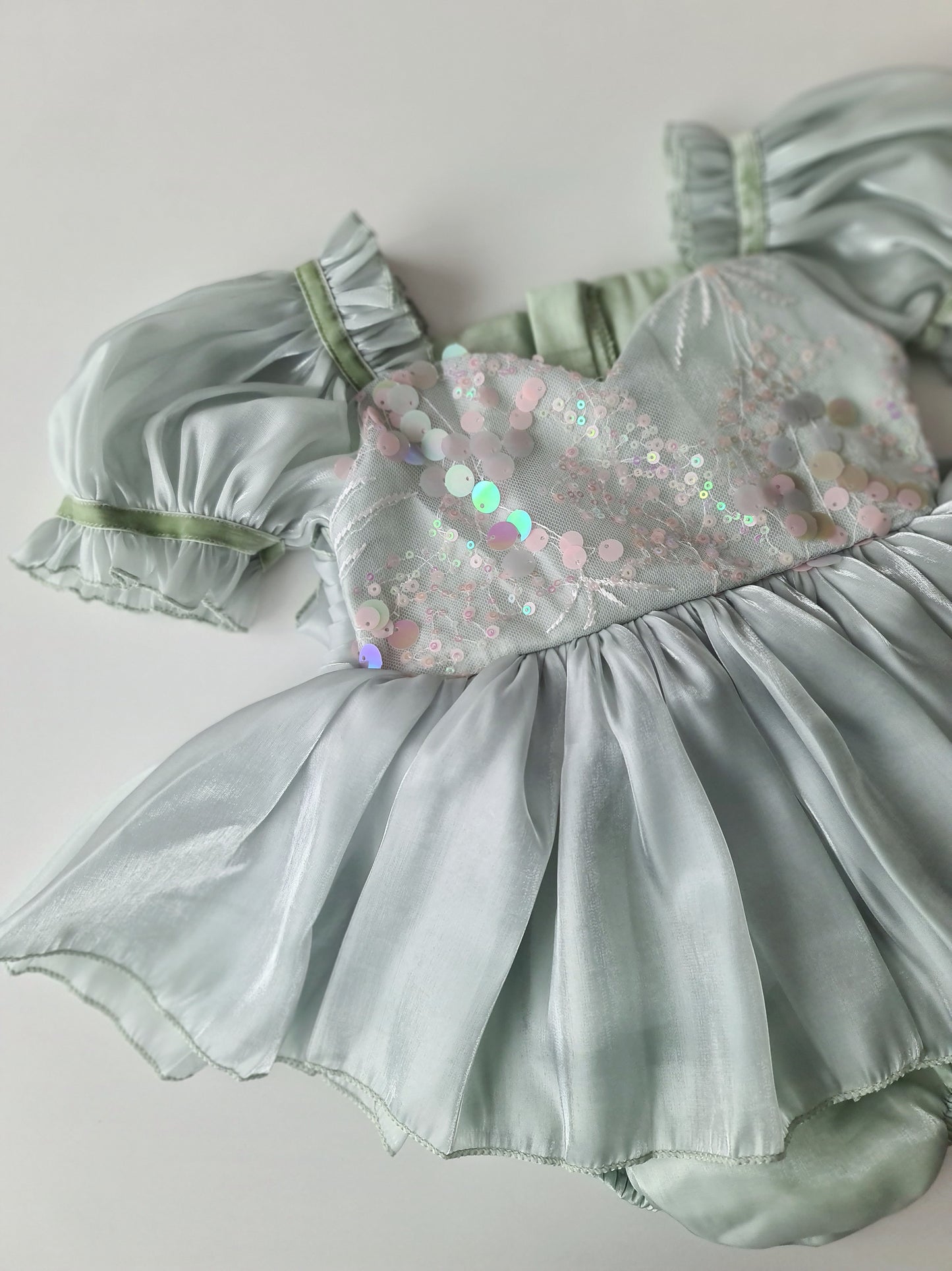 Mermaid Sequin Short Sleeve Dress Sage