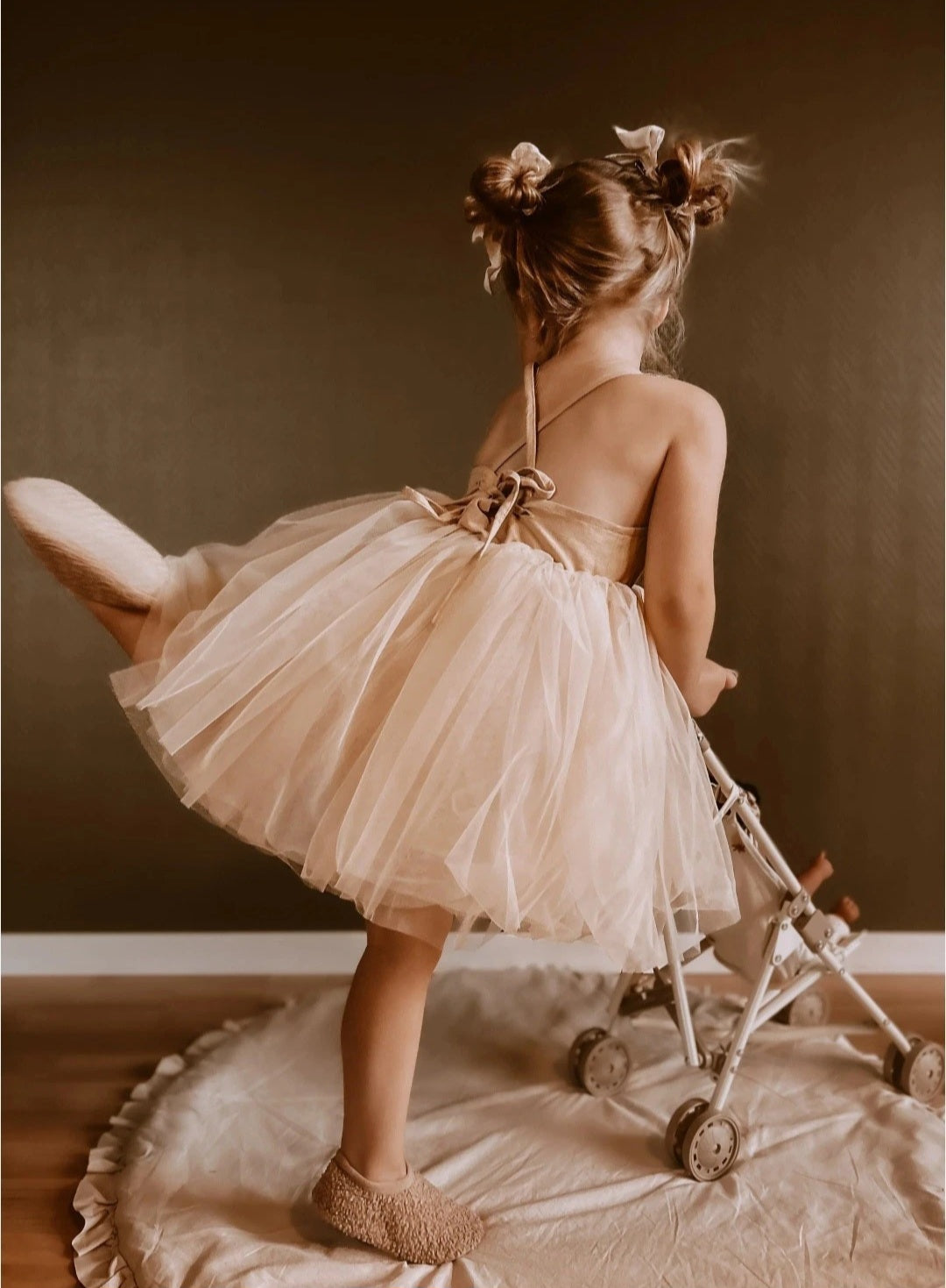Fluffy Tulle Dress Brown