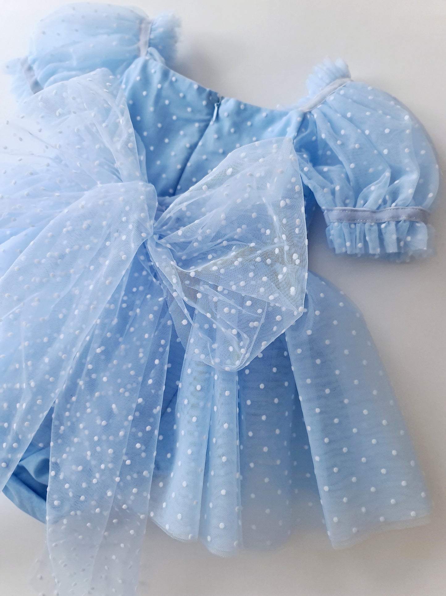 Polka Dot Tulle Dress & Headband Skye Blue