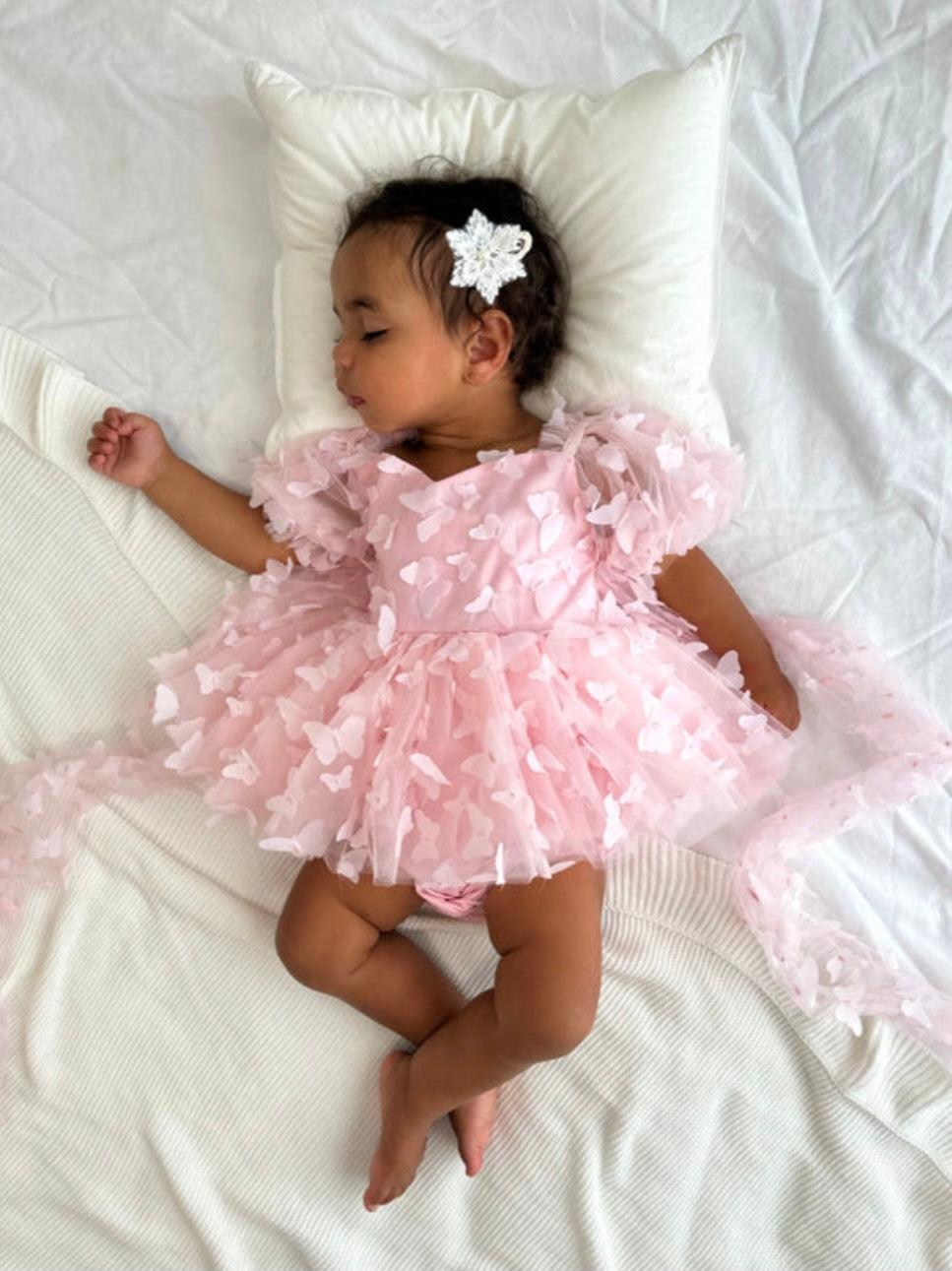 3D Butterflies Short Dress Pink