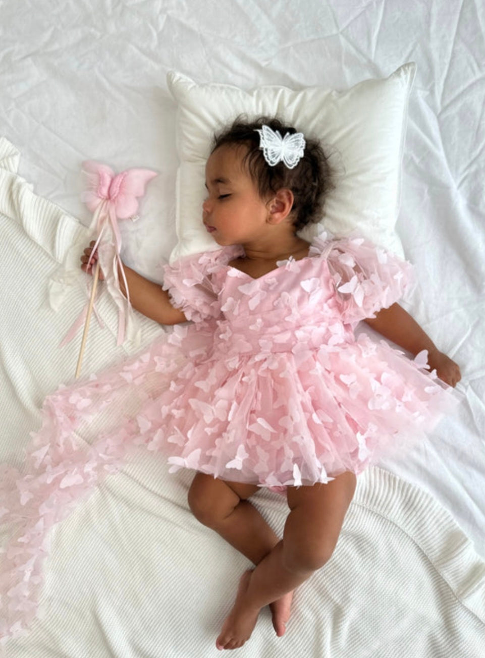 3D Butterflies Short Dress Pink