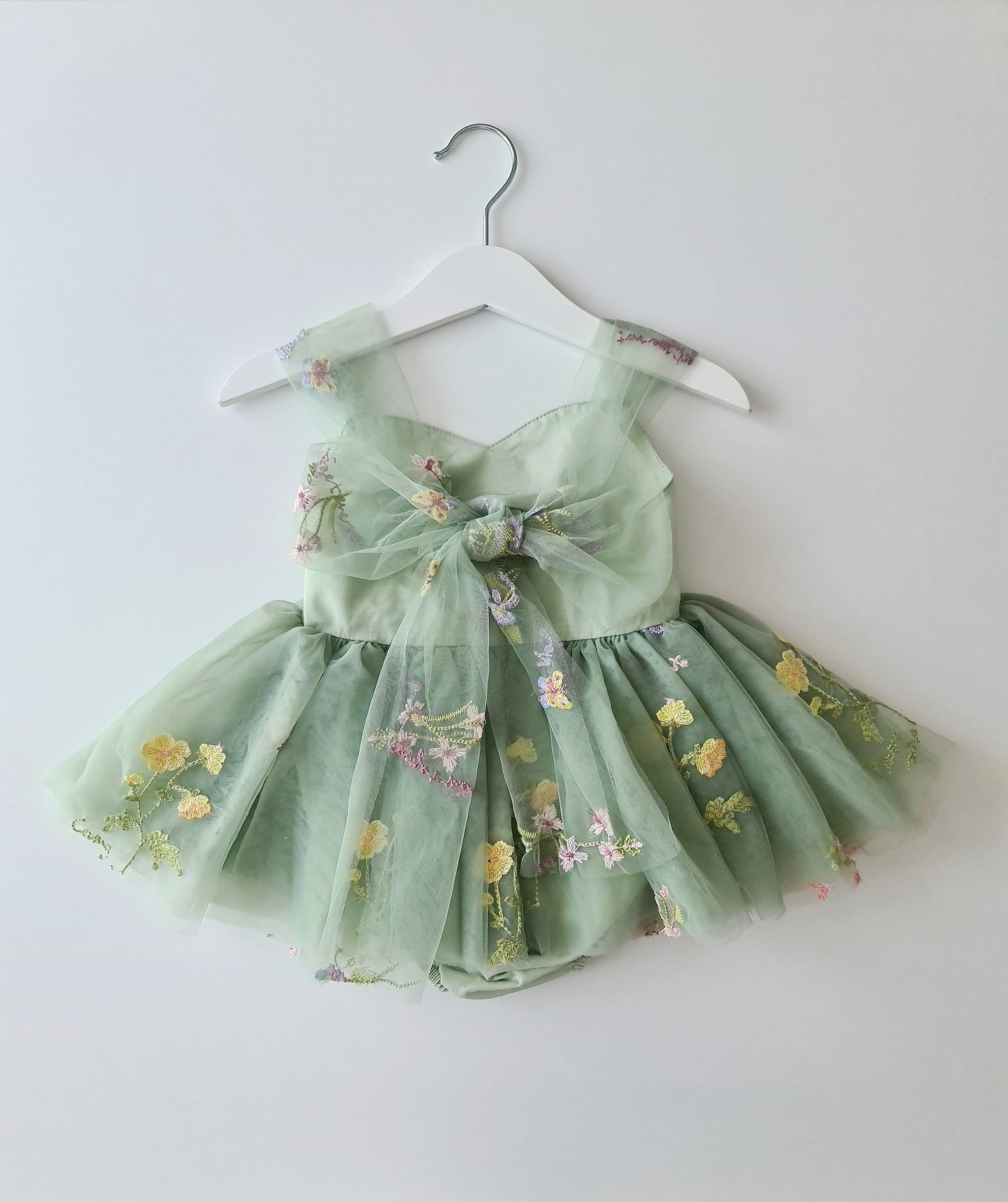 Enchanted Garden Romper Dress & Headband Sage