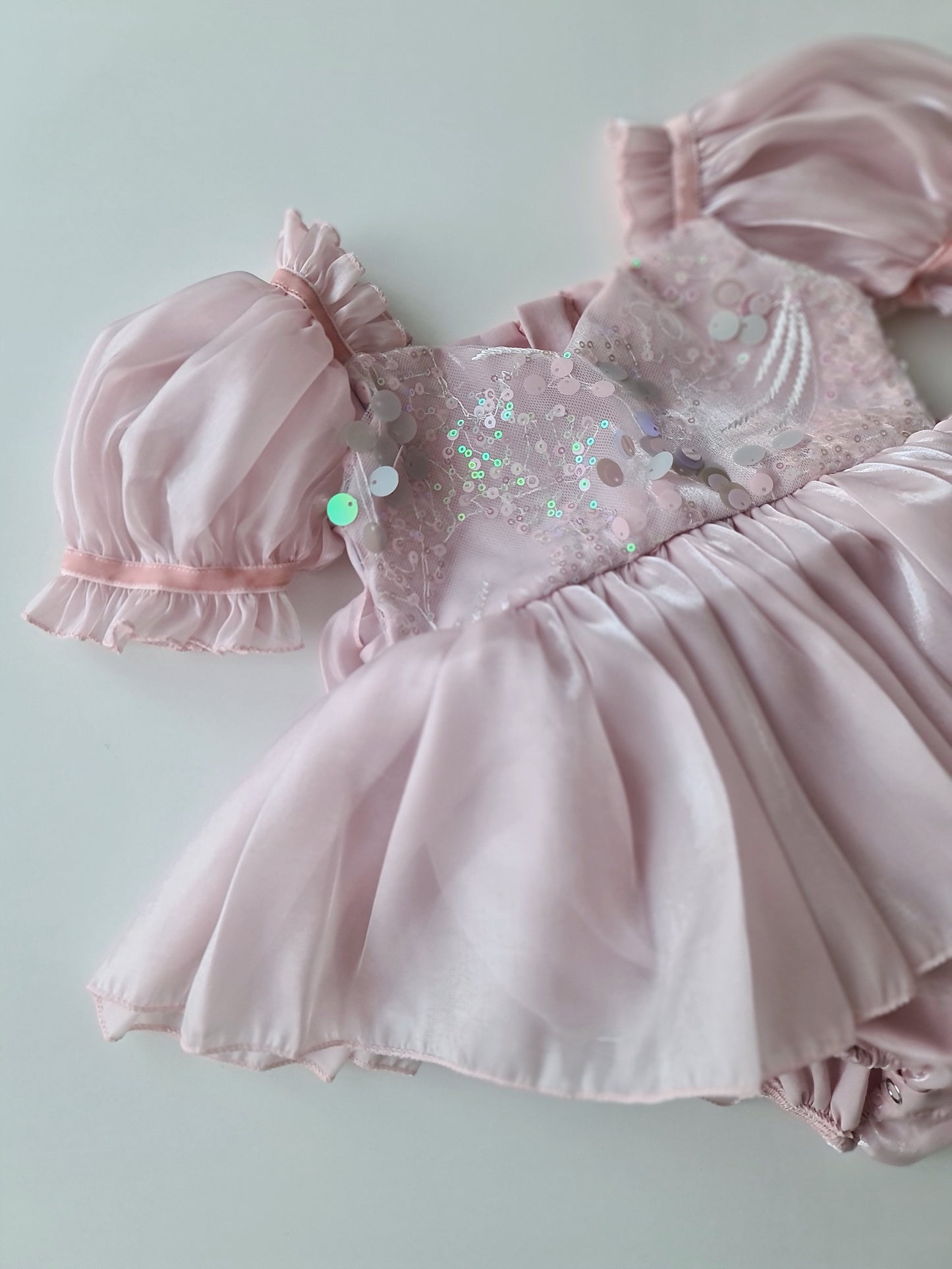 Mermaid Sequin Short Sleeve Dress Pink
