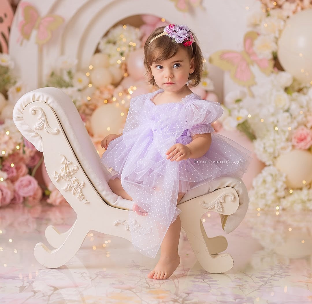 Polka Dot Dress & Headband Lilac