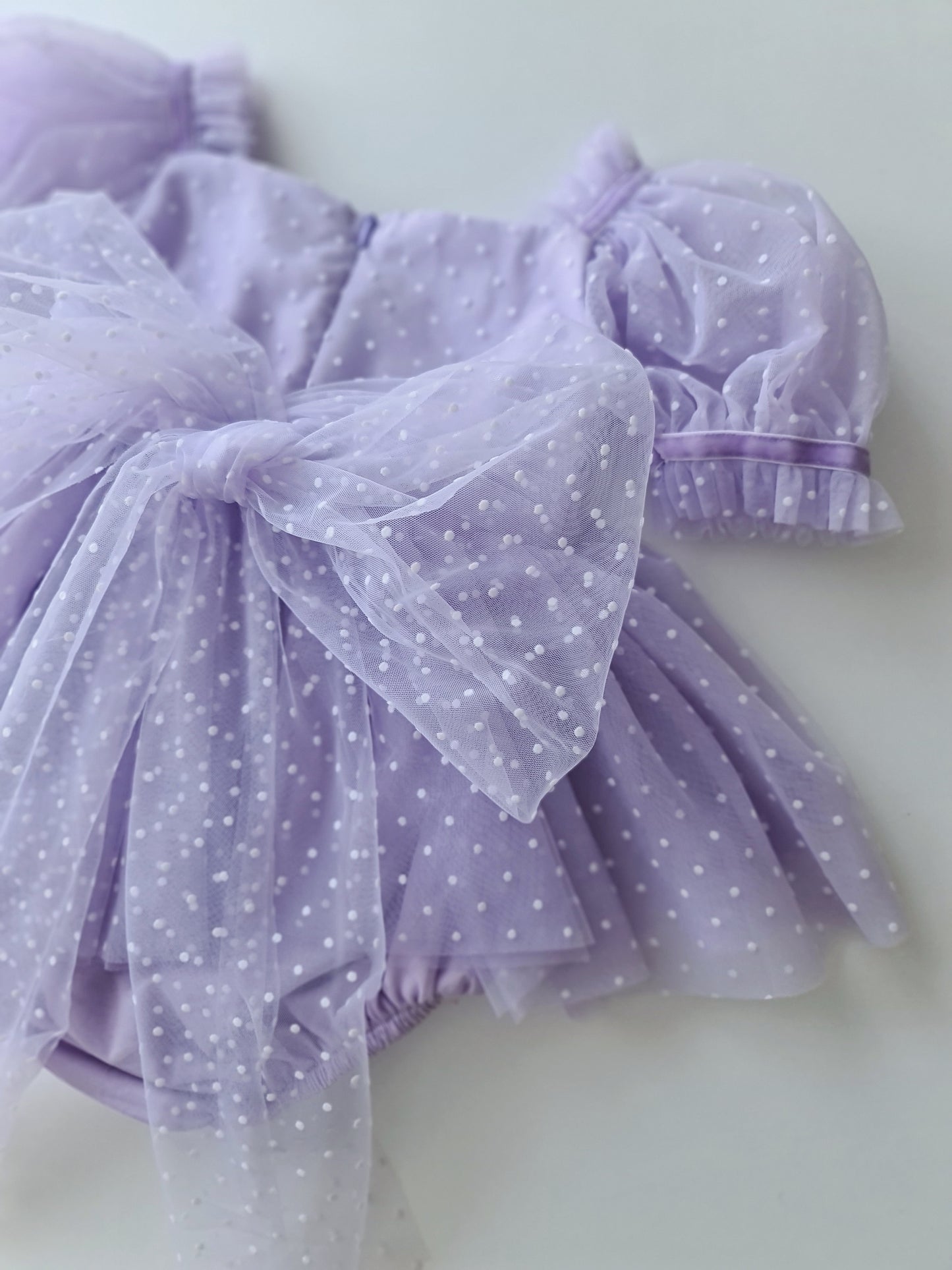Polka Dot Tulle Dress & Headband Lilac