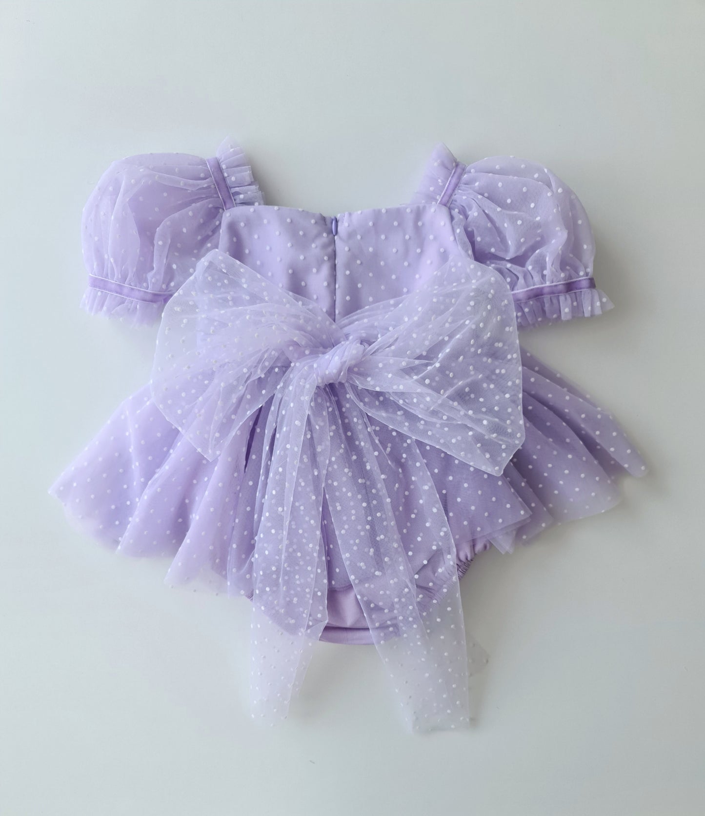 Polka Dot Tulle Dress & Headband Lilac