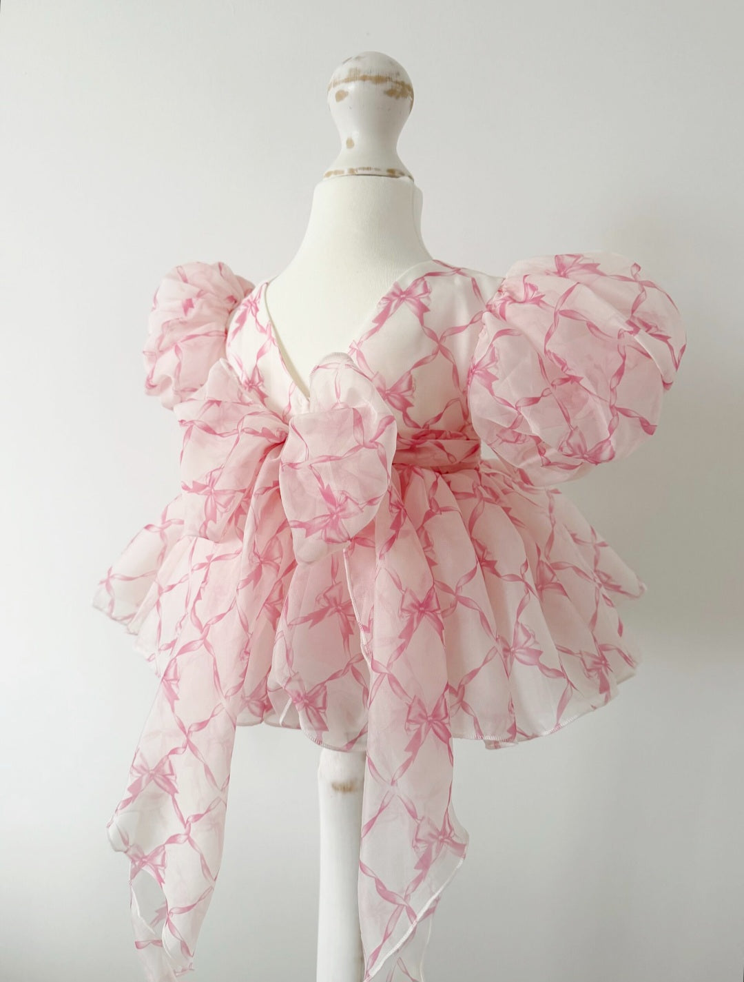 Satin Babydoll Dress Pink Bows
