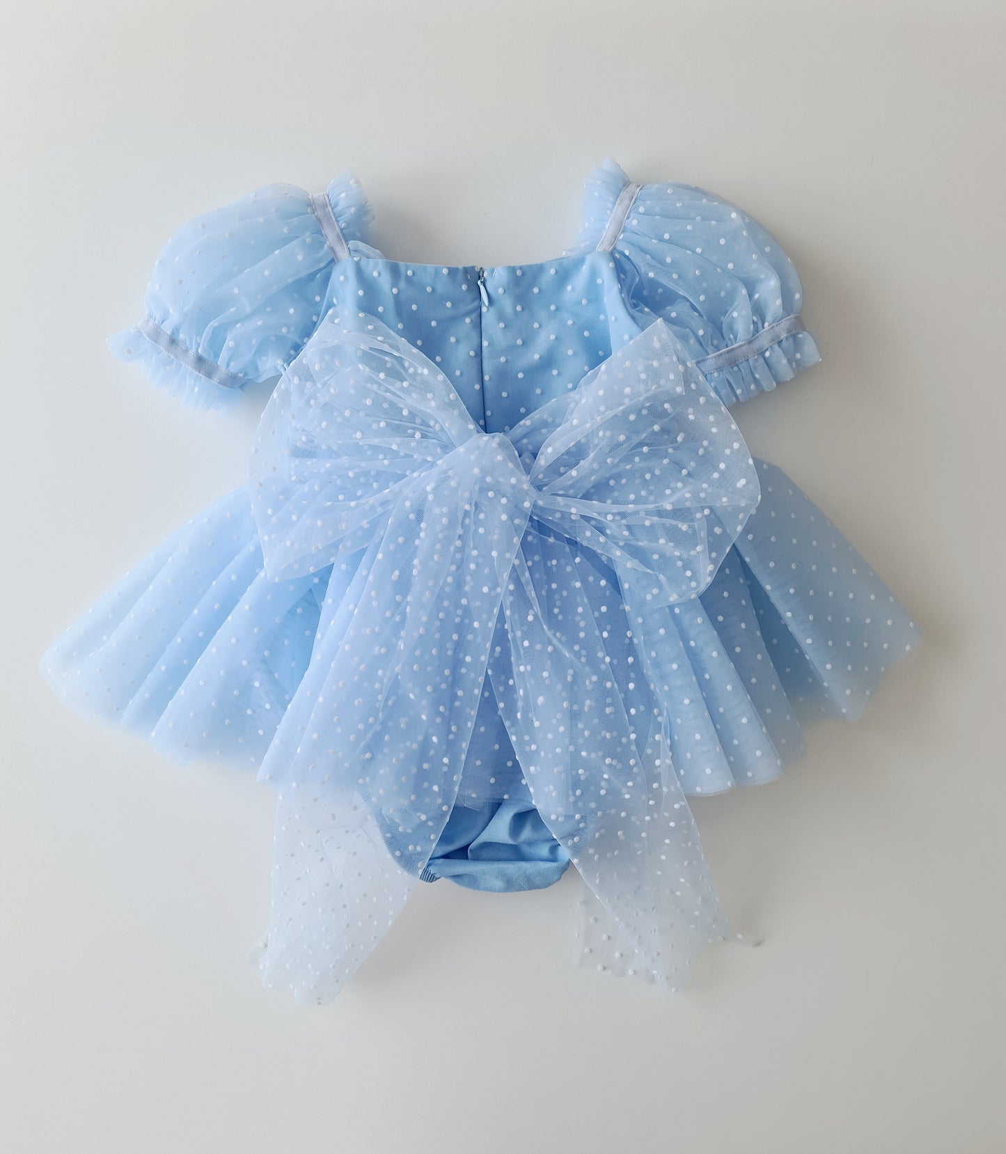 Polka Dot Tulle Dress & Headband Skye Blue