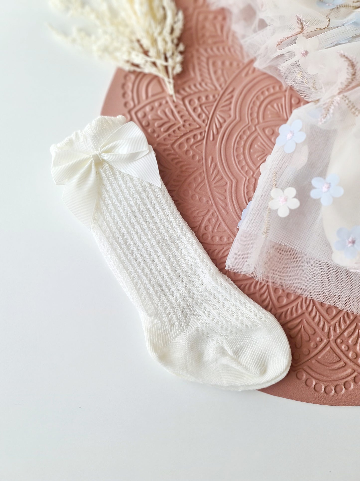 Floral Tulle 1st Birthday Dress Set Cream