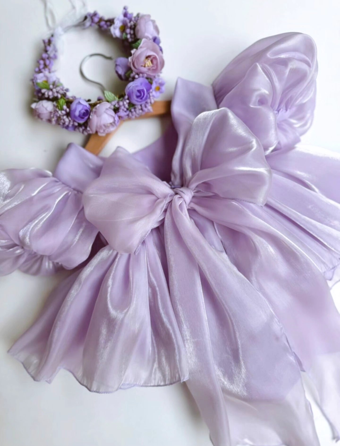 Satin Babydoll Dress Lilac
