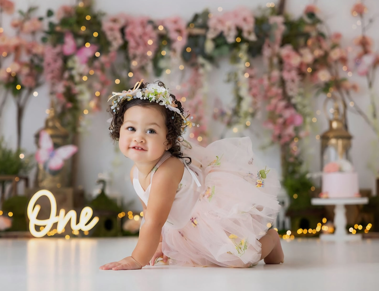 Enchanted Garden Romper Dress & Headband Pink