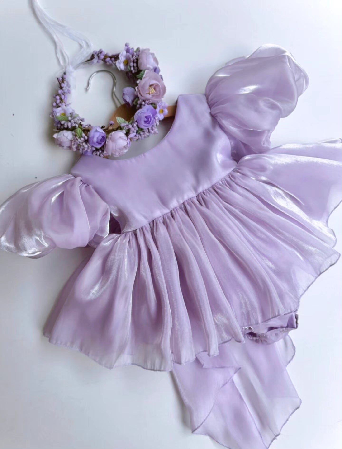Satin Babydoll Dress Lilac