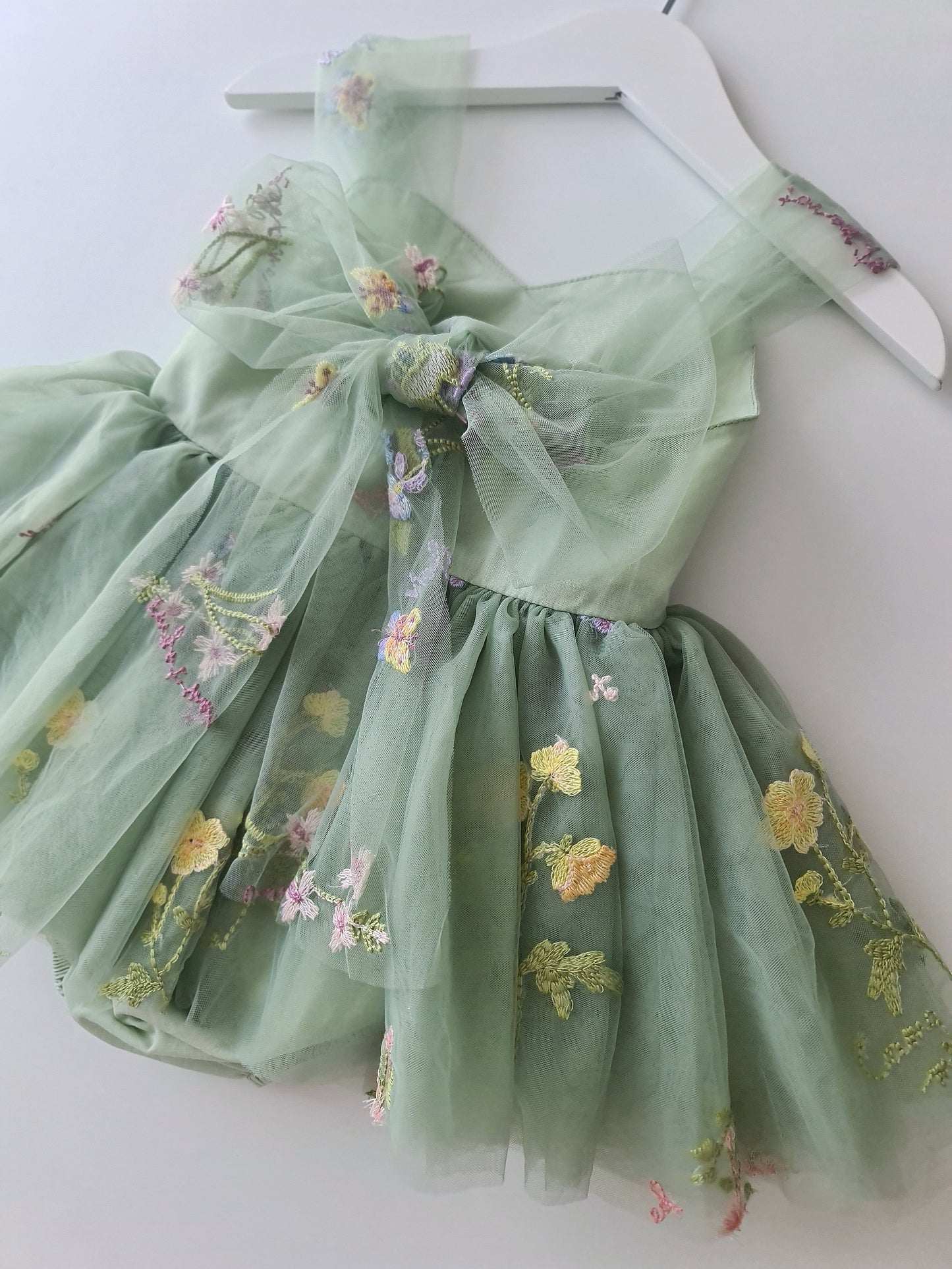 Enchanted Garden Romper Dress & Headband Sage