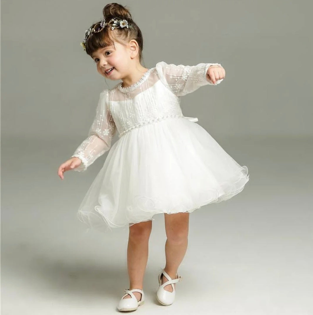 White Lace Long Sleeve Dress