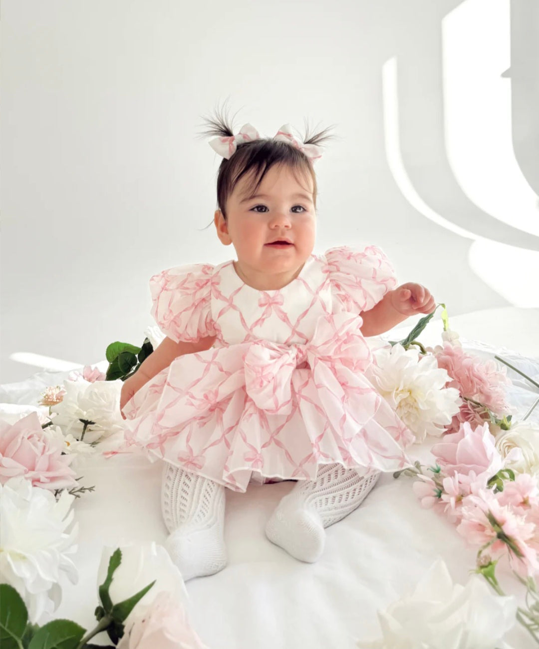 Satin Babydoll Dress Pink Bows
