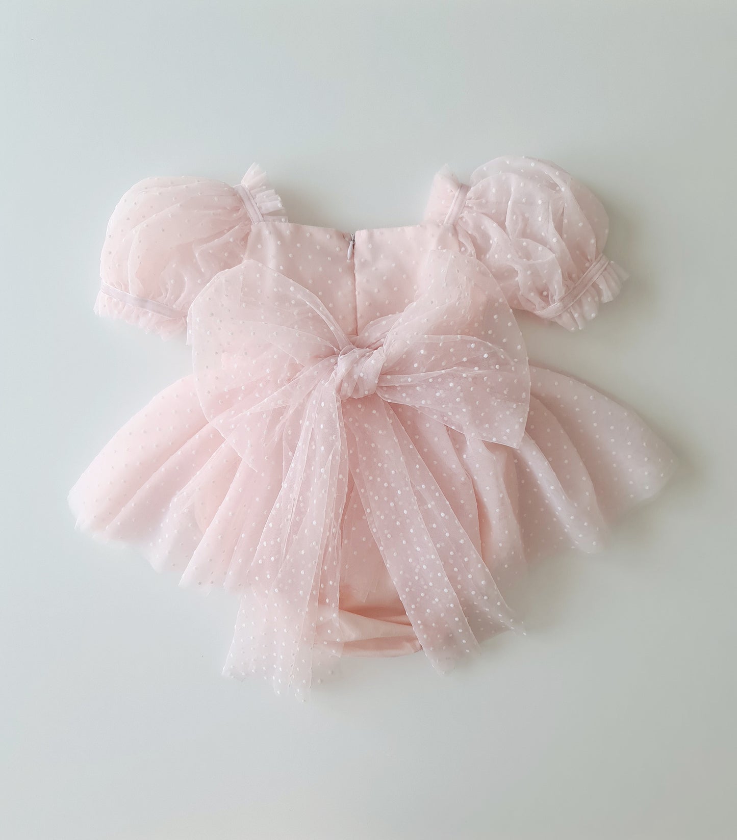 Polka Dot Tulle Dress & Headband Soft Pink