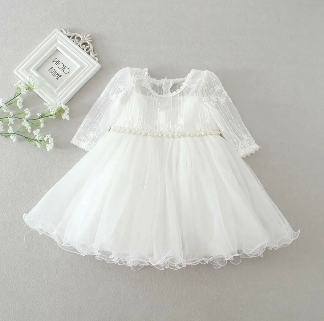 White Lace Long Sleeve Dress