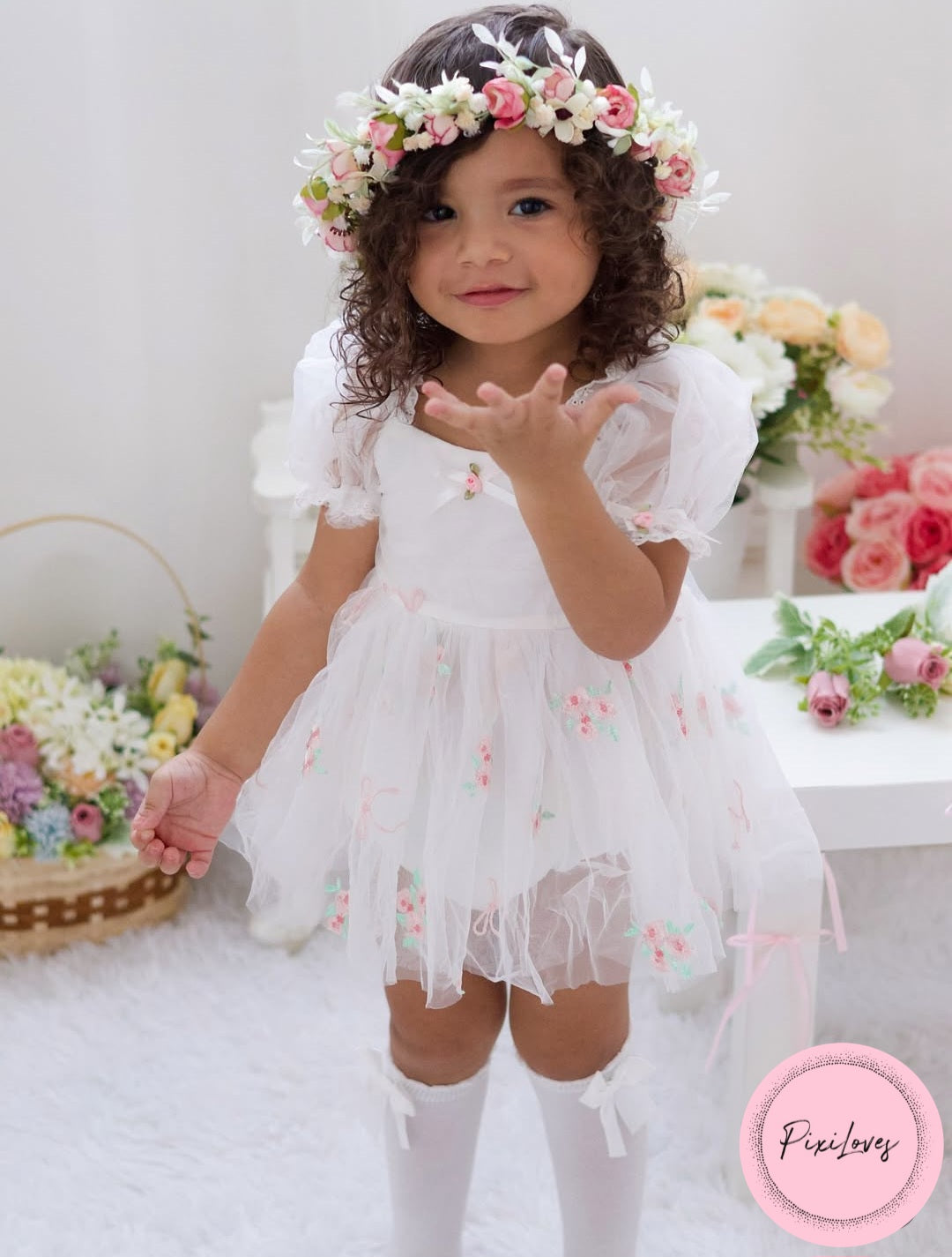 Floral Embroidery Short Sleeve Dress