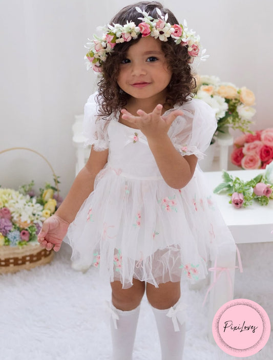 Floral Embroidery Short Sleeve Dress