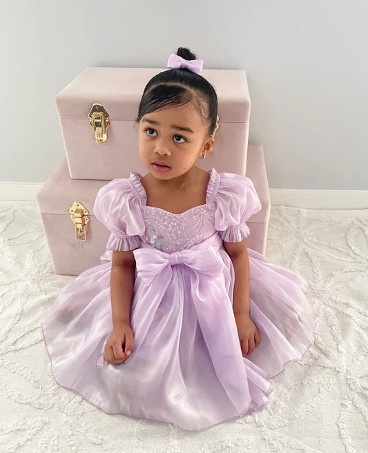 Mermaid Sequin Short Sleeve Dress Lilac