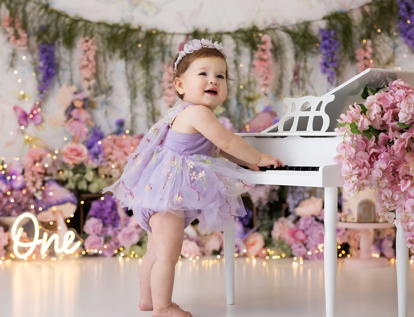 Enchanted Garden Romper Dress & Headband Lilac