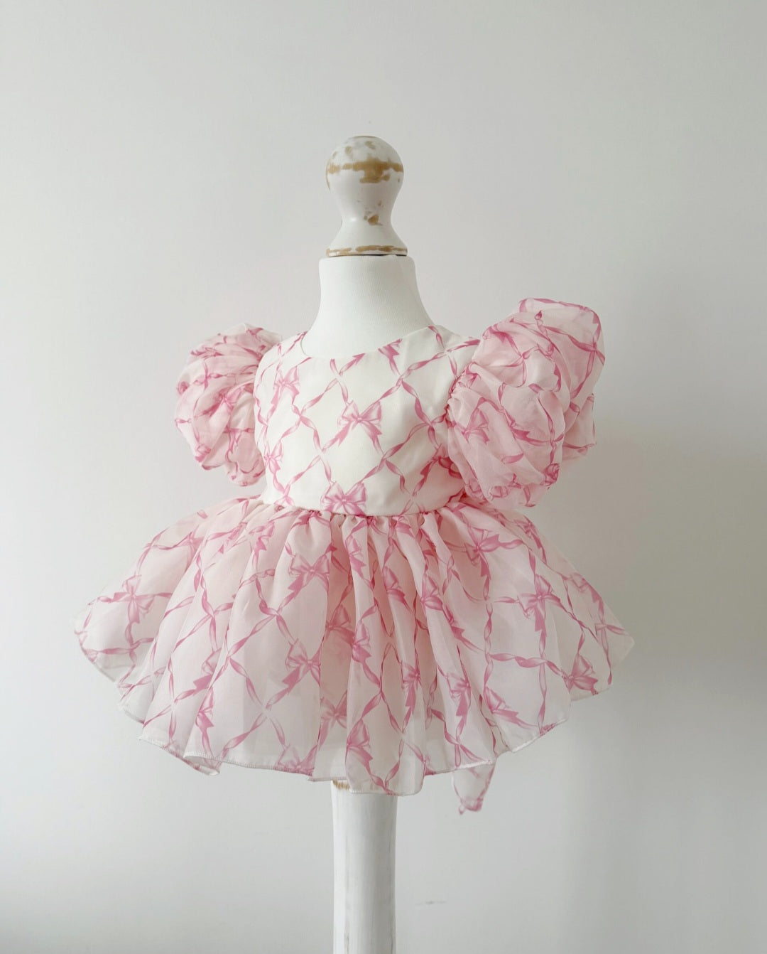 Satin Babydoll Dress Pink Bows